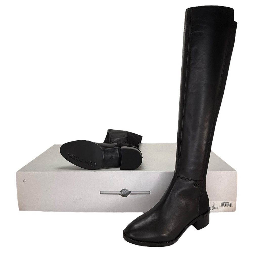Calvin Klein Deedee Black Leather OTK Womens Boots Size 6.5M - Picture 9 of 11